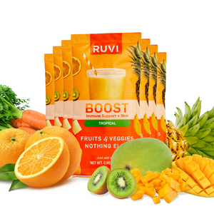7 packets of Ruvi Boost. Freeze dried powder packets for a 30 second smoothie.