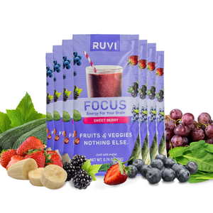7 packets of Ruvi Focus. Freeze dried powder packets for a 30 second smoothie.